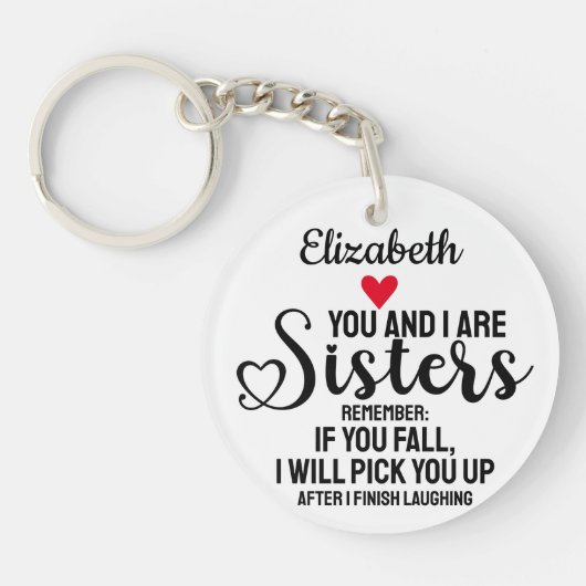 シスターおもしろい引用文ユーもし秋ハート名写真 キーホルダー (正面)