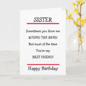 シスターおもしろい最高のフレンドバース誕生日カード カード (黄色い花)