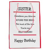 シスターおもしろい最高のフレンドバース誕生日カード ミディアムペーパーバッグ (正面)