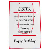 シスターおもしろい最高のフレンドバース誕生日カード ミディアムペーパーバッグ (裏面)