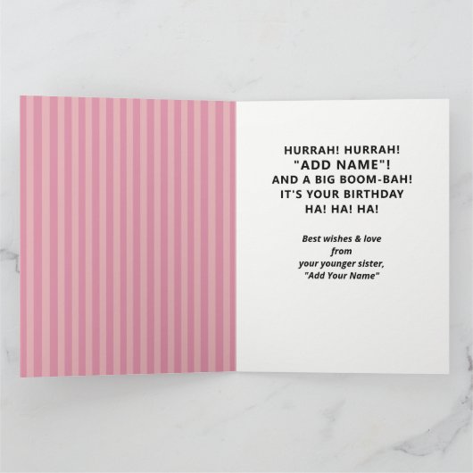 シスターおもしろい誕生日カード カード (内部)