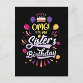 シスターお誕生日ケーキブラザーおもしろい ポストカード (正面)