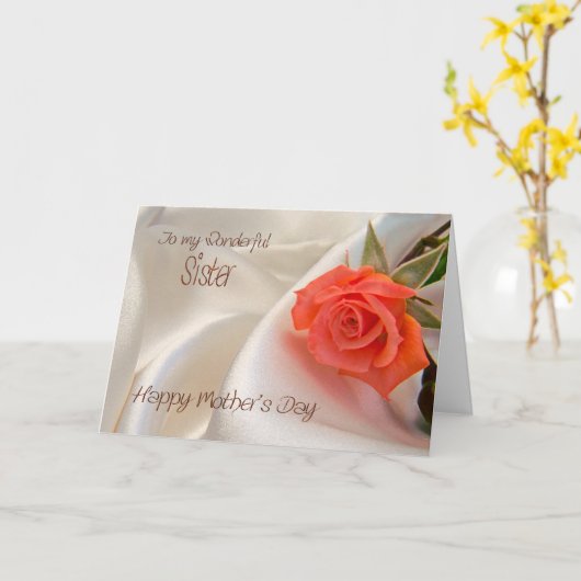 シスターにとって、ピンクのバラを持つ母のデイカード カード (黄色い花)