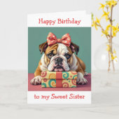 シスターのためのポーソーム誕生日 | ブルドおもしろいッグ カード (黄色い花)