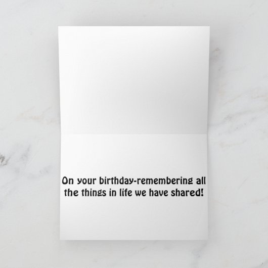 シスターの誕生日 – 我々が共有している全てを覚えなさい! カード (内部)