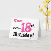 シスターの18歳の誕生日の挨拶をブラック、ピンク。 カード (黄色い花)