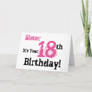 シスターの18歳の誕生日の挨拶をブラック、ピンク。 カード