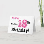 シスターの18歳の誕生日の挨拶をブラック、ピンク。 カード (正面)