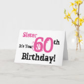 シスターの60歳の誕生日の挨拶を黒とピンクで。 カード (黄色い花)