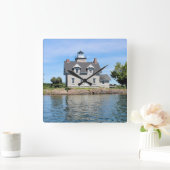 シスターアイランズライトハウス1000アイランズニューヨーク スクエア壁時計 (ホーム)