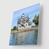 シスターアイランズライトハウス1000アイランズニューヨーク スクエア壁時計 (傾斜)