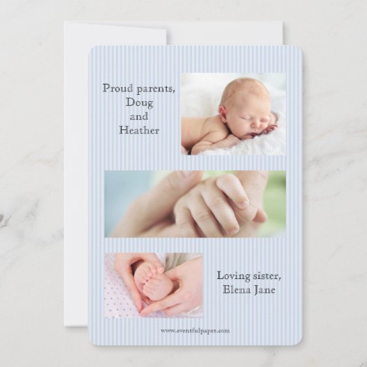 シスターアナウンシングブラザーズ誕生ブルー 案内状 (裏面)