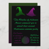 シスターウィッチグリーンアンドパープルハローウィンパーティ 招待状 (正面/裏面)