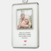 シスターエレガントパーソナライズされた写真と引用文 シルバープレートフレームオーナメント (左)