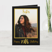 シスターエレガント70th誕生日ブラック金ゴールド写真 カード (正面)