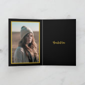 シスターエレガント70th誕生日ブラック金ゴールド写真 カード (内部)