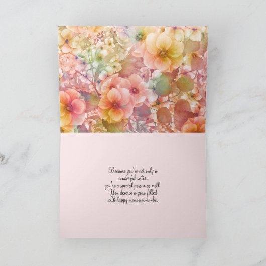 シスターカード用サマーコスモス誕生日 カード (内部)