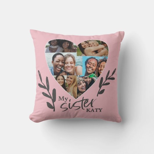 シスターキープサケハートフォトコラージュ引用文 クッション (正面)