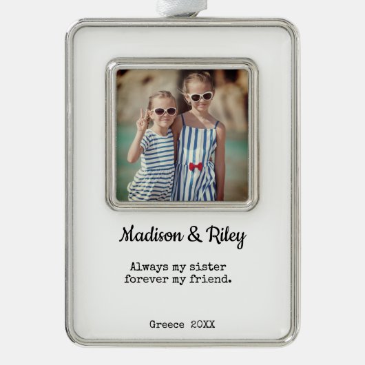 シスタークリスマスホリデーフォトフレームオーナメント シルバープレートフレームオーナメント (正面)