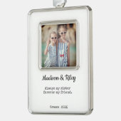 シスタークリスマスホリデーフォトフレームオーナメント シルバープレートフレームオーナメント (左)