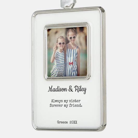 シスタークリスマスホリデーフォトフレームオーナメント シルバープレートフレームオーナメント (左)