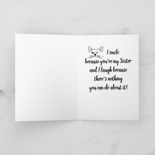 シスタークリスマスユーモア引用文ウィンキングキャットおもしろい シーズンカード (内部)