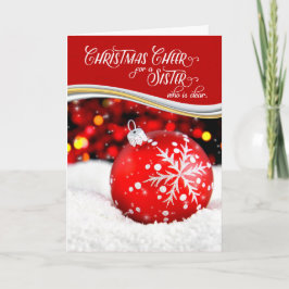 シスタークリスマス応援レッドスノーフレークオーナメント シーズンカード