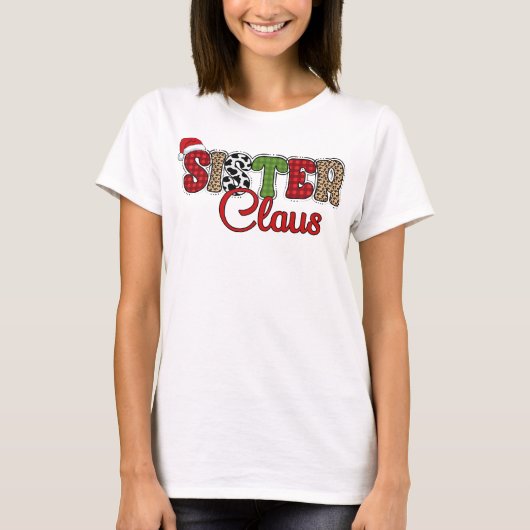 シスタークロース – クリスマスデザイン Tシャツ (正面)