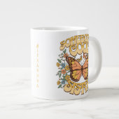 シスタークールバタフライワイルドフラワーヴィンテージレトロ ジャンボコーヒーマグカップ (正面右)