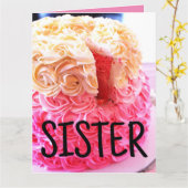 シスターケーキ(大きすぎる)誕生日カード カード (黄色い花)