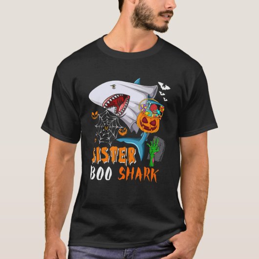 シスターシャークブハロウィーンシャークブー幽霊キャンディP Tシャツ (正面)