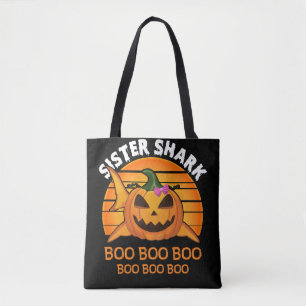 シスターシャークブブブブーブウチークハロウィーンギフト トートバッグ