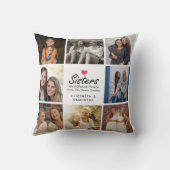 シスターススクリプト引用文ホットピンクハートフォトコラージュ クッション (裏面)