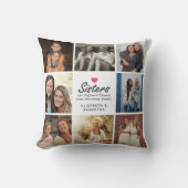 シスターススクリプト引用文ホットピンクハートフォトコラージュ クッション (正面)