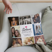 シスターススクリプト引用文ホットピンクハートフォトコラージュ クッション