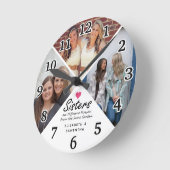 シスターススクリプト引用文モダンホットピンクハート写真 ラウンド壁時計 (傾斜)