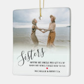 シスタースタイリッシュパーソナライズされたフォト&引用文カスタム セラミックオーナメント (左)