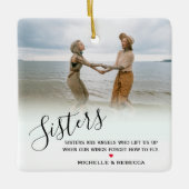 シスタースタイリッシュパーソナライズされたフォト&引用文カスタム セラミックオーナメント (正面)