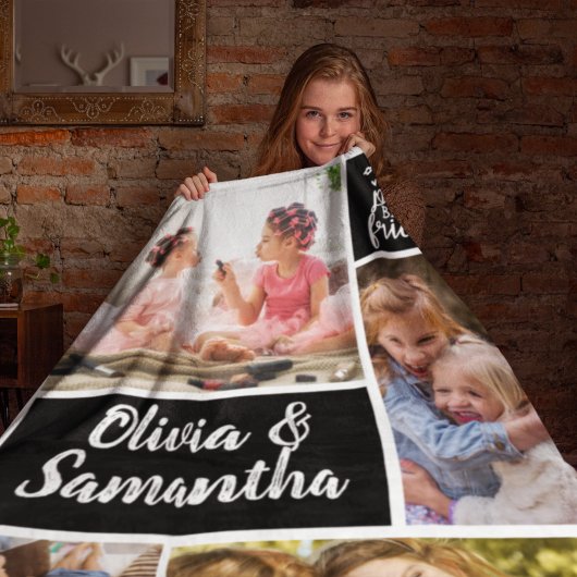 シスタースフォトコラージュ最高のフレンズトレンディー フリースブランケット