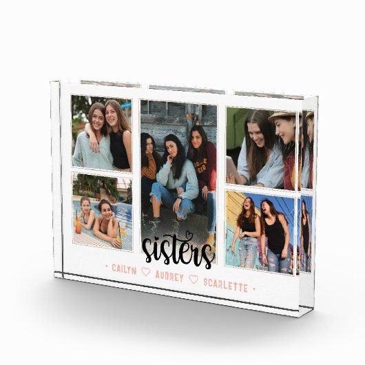 シスタースフォトコラージュ5枚の写真とカスタム文字 フォトブロック (右)