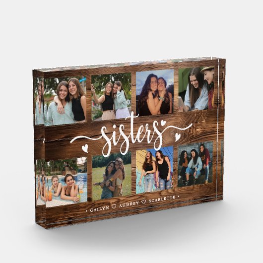 シスタースフォトコラージュ8枚の写真とカスタム文字 フォトブロック (左)