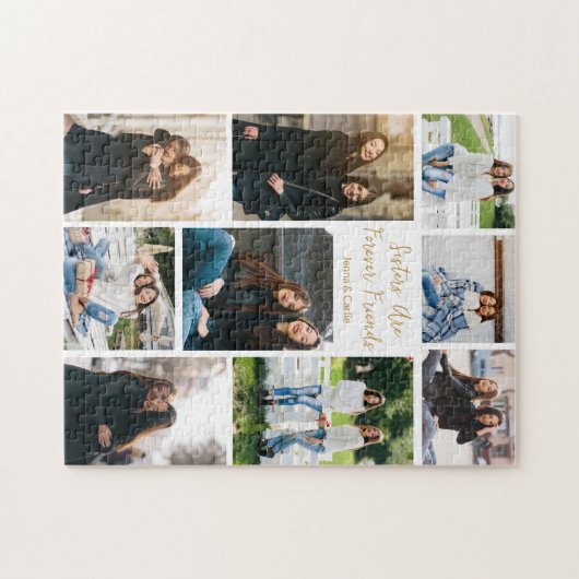 シスタースフォーエバーフレンズフォトコラージュカスタム引用文 ジグソーパズル (横)