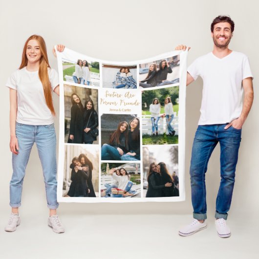 シスタースフォーエバーフレンズフォトコラージュカスタム引用文 フリースブランケット (インサイチュ)