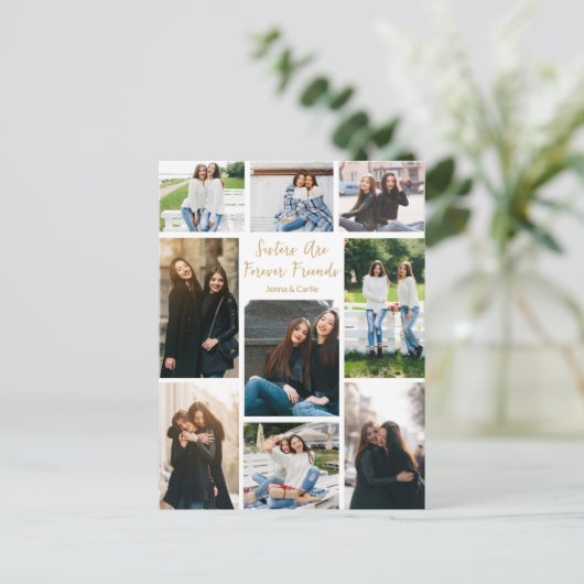 シスタースフォーエバーフレンズフォトコラージュカスタム引用文 ポストカード (スタンド正面)