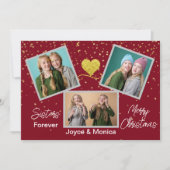 シスタースフォークリスマスレッドフォトコラージュ シーズンカード (正面)