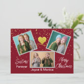 シスタースフォークリスマスレッドフォトコラージュ シーズンカード (スタンド正面)