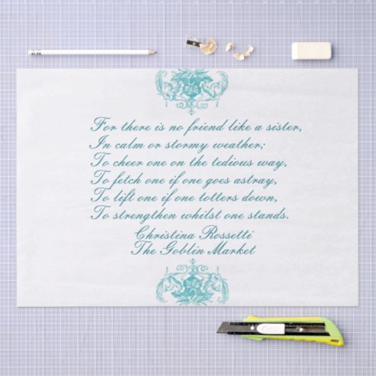 シスタースポエムクリスティーナロセッティターコイズスクリプト 薄葉紙 (クラフト)