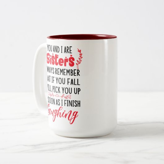 シスターズおもしろいラブ引用文 |フォトカスタムー ツートーンマグカップ (正面左)