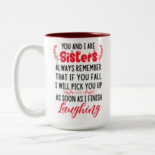 シスターズおもしろいラブ引用文 |フォトカスタムー ツートーンマグカップ (左)