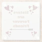 シスターズは永遠に友達である明るい赤いハート ガラスコースター (裏面)